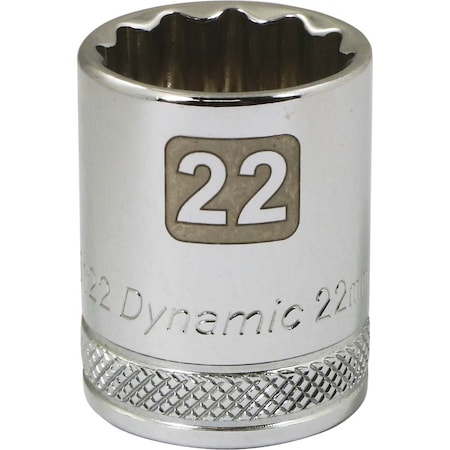 Dynamic 1/2" Drive, 22mm Metric Socket, 12 Points D015122